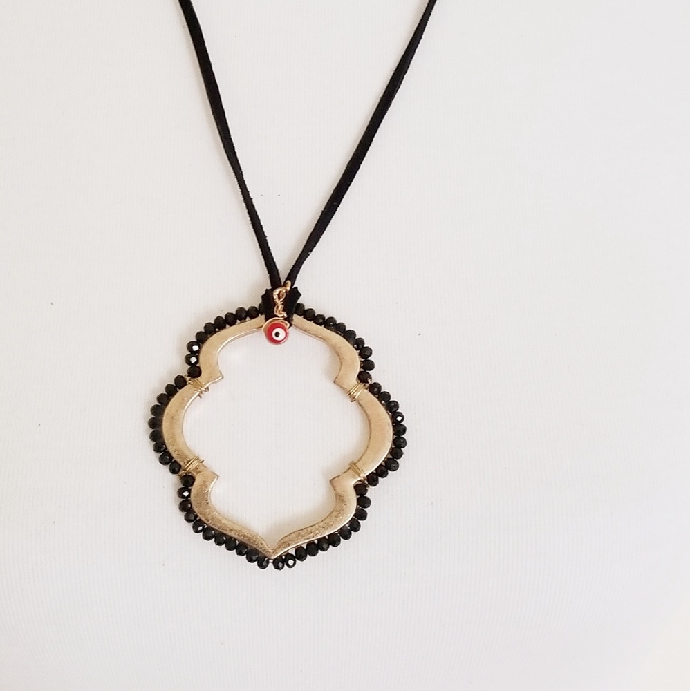 Lucky eye quatrefoil adjustable long necklace - Picture 2 of 3